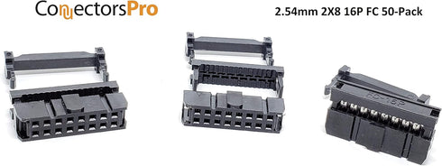 PC Accessories - Connectors Pro 50-Pack 2X8 16P 2.54mm Dual Rows IDC Sockets for Flat Ribbon Cable, 16 Pins FC Female Connector...