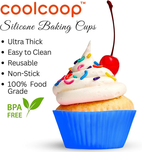 Silicone Baking Cups: Reusable Silicone Baking Cups, Non-Stick Muffin Liners, Cupcake Liner, Multicolor - 12 Pack...