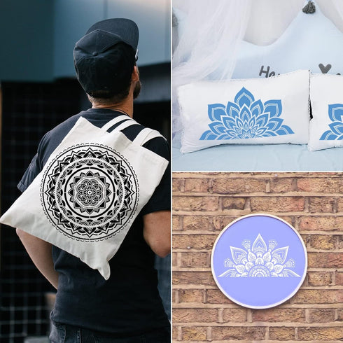 18x10 Inch Mandala Stencil Reusable Mandala Painting Templates Stencil Floral Design Stencil Mandala Drawing Craft Stencil for DIY Wall, Tile, Fur...