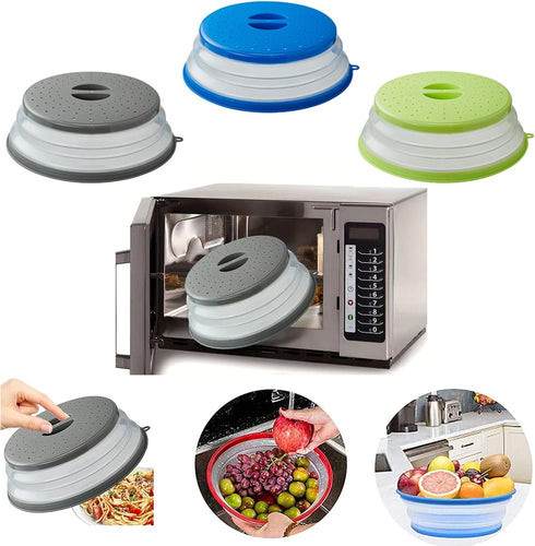Microwave Splatter Cover Vented for Food, Splatter Guard & Colander Kitchen Gadget for Fruit Vegetables Microwave Plate Cover with Hook Hole,Dishw...