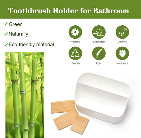 Electric Toothbrush Holders for Bathrooms,White Tooth Brushing Holder,Kids Toothpaste Holder with Bamboo Dividers,Bathroom Countertop Organizer,To...