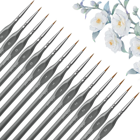 Golden Maple Miniature Paint Brushe 15pcs - Micro Detail Paint Brush Set, Small Fine Model Brushes for Acrylic, Watercolor & Paint by Number, Cita...