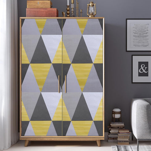 8630 Geometric Triangle Peel and Stick Wallpaper Yellow/Gray Removable Diamond Self Adhesive Contact Paper Shelf Liner for Office Background Furni...