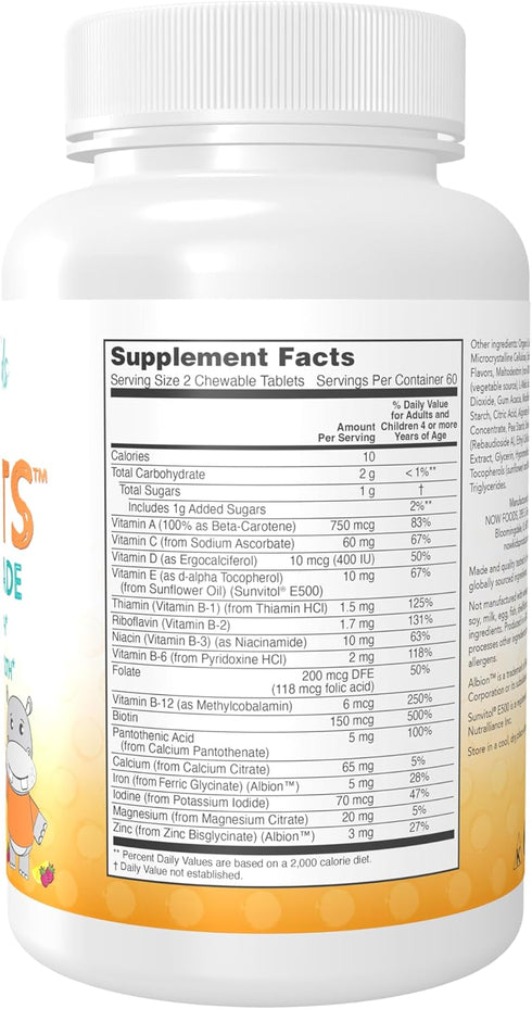 NOW Supplements, Kid Vits Berry Blast, Sweetened with Xylitol, 120 Round Shaped Chewables, packaging may vary...
