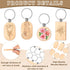 24 Pcs Wooden Keychain Blanks Wood Engraving Blanks Key Chain Unfinished Rectangle Oval Round Wood Key Tag with Plastic Storage Container for DIY ...