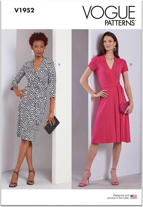 Vogue Misses' Wrap Dresses Sewing Pattern Packet, Design Code V1952, Sizes 6-8-10-12-14...