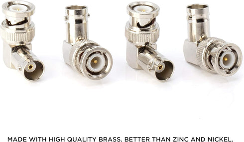 THE CIMPLE CO BNC Elbow Male Female Adapter, 90 Degree Angle, 4 Pack, UL Listed...