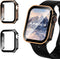 2 Pack Waterproof Case for Apple Watch Series 9 8 7 45mm, Straight Edge PC Bumper with Tempered Glass Screen Protector 360 Protective Cover for iW...
