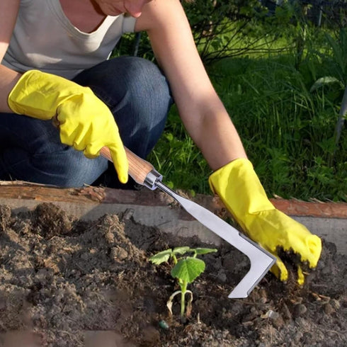 Crack Weeder Weed Removal Tool - Stainless Steel Gardening Hand Tools ?Wood Handle Weed Remover Tool Manual Weeder for Easy and Quick Weed Removal...
