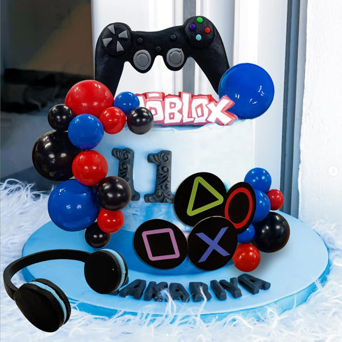 30 PCS Video game themes Cake Toppers ,Headset Cake Decoration Ball , Controller Cake Decoration for Birthday Party Cake Decoration (Colour)...
