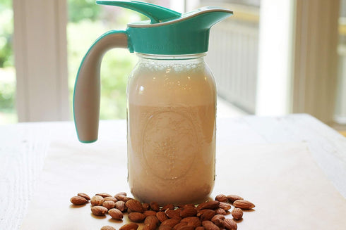 Ergo Spout mason jar traditional styled spout with ergonomic handle for syrup, dressing, gravy, sauce – nonsealing flip top cover (REGULAR MOUTH, ...