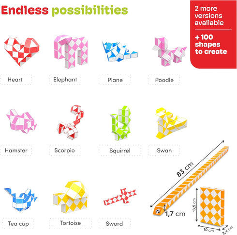 CUBIDI® Magic Snake Cube | Fidget Snake Toy for Kids | Travel Toys for Kids Ages 4-8 | Great Gift for Boys and Girls Birthday, Christmas, Stocking...