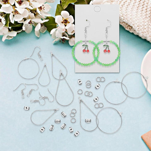 236PCS Earring Making Kit with 36PCS Beading Hoop Earring Finding Component Accessories 50PCS Earring Hooks 100PCS Jump Rings Loop and 50PCS Earri...