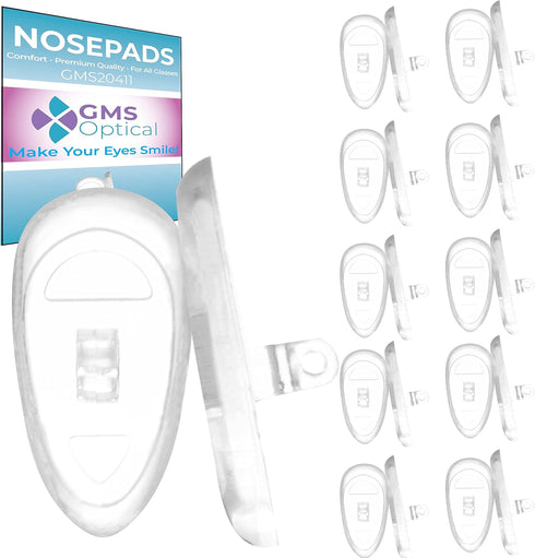 GMS Optical 11mm Short length/6mm Med wide- Silicone Tear drop screw in Eyeglass Repair Kit with Screws and driver, Eyeglass Nose Pads for small f...
