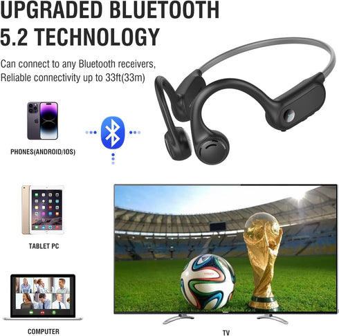 Bone Conduction Headphones, 2023 Upgraded Open-Ear Wireless Bluetooth Sports Headphones with Mic, 10Hr Playtime, Bluetooth 5.2 Wireless Earphones ...