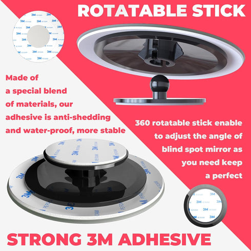 2pcs Round Blind Spot Mirror for Car, Car Blind Spot Frameless Convex HD Glass BlindSpot Mirrors Side Mirror, Rear View Mirror with Wide Angle Adj...