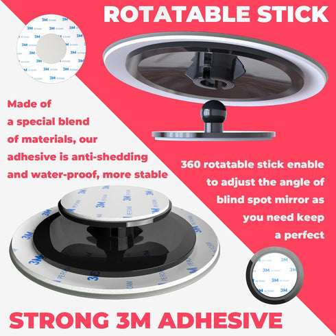 4pcs Round Blind Spot Mirror for Car, Car Blind Spot Frameless Convex HD Glass BlindSpot Mirrors Side Mirror, Rear View Mirror with Wide Angle Adj...