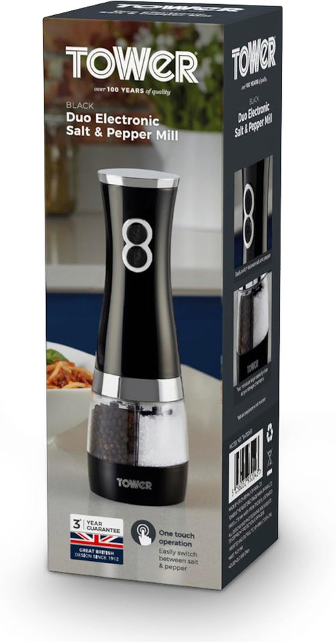 Tower Duo Electric Salt/Pepper Mill, Black...