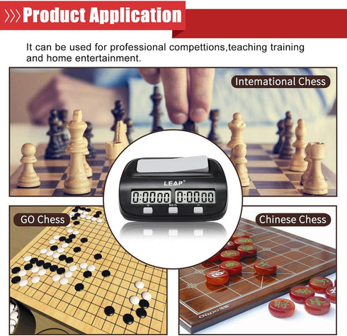 LEAP Chess Clock Digital Chess Timer Professional for Board Games Timer with Alarm Function Black (Official Store)...