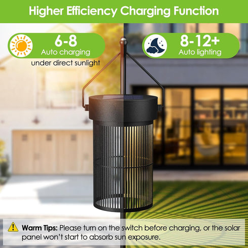 Mlambert Solar Lantern Outdoor Waterproof, Solar Hanging Lights Table Lamp, Solar Powered Outdoor Lights for Patio, Garden, Yard, Metal Decorative...