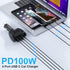 USB C Car Charger Adapter 124W, 4 USB Multi Port PD 100W Cigarette Lighter Car Charger Compatible with MacBook Pro Air, iPhone 14 13 Pro Max iPad ...