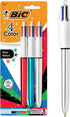 BIC 4-Color Shine Retractable Metallic Ball Pens, Medium Point (1.0mm), 3-Count Pack, Retractable Ball Pen With Long-Lasting Ink...