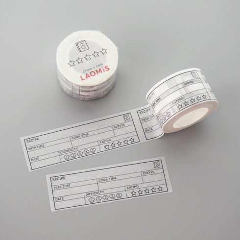 Japanese 5 Star Recipe Review Rating Tracking Log Book Journal Spread Writable Washi Tape / 25mm x 10M / 125 Stickers...
