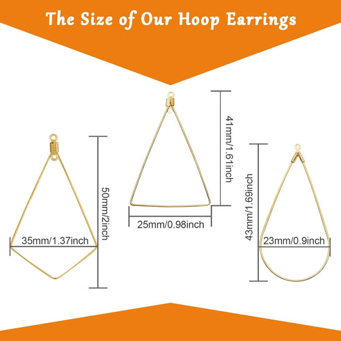 120Pcs Beading Hoop Earrings for Jewelry Making,Triangle Beading Earrings Hoop Bulk Jewelry Making Beadings Supplies Teardrop Rhombus Geometric Ea...