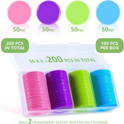 200 Pcs 1.45 Inch Poker Chips with Storage Box for Kids Math Counting Card Game Conters...
