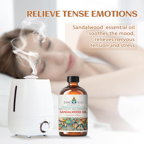 EVOKE OCCU Sandalwood Essential Oil 4 Fl Oz, Pure Sandalwood Oil for Diffuser Candle Soap Making - 118ml...