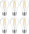 Ascher 60 Watt Equivalent, E26 LED Filament Light Bulbs, Warm White 2700K, Non-Dimmable, Classic Clear Glass, A19 LED Light Bulb with 80+ CRI, 6-P...