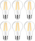 Ascher 60 Watt Equivalent, E26 LED Filament Light Bulbs, Warm White 2700K, Non-Dimmable, Classic Clear Glass, A19 LED Light Bulb with 80+ CRI, 6-P...