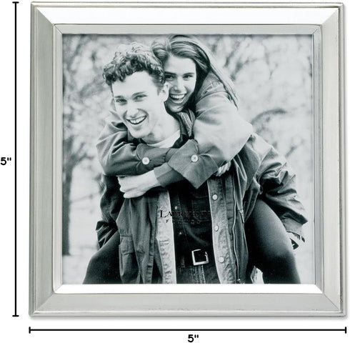 Lawrence Frames Brushed Silver Plated Metal Picture Frame, 5x5...