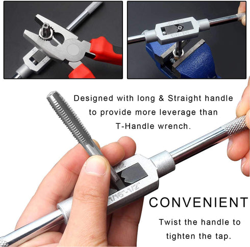 JONMON 8Pcs Metric Tap Set, M3-M12 Hand Screw Thread Plug Taps with Adjustable Thread Tap Reamer Wrench Milling Machine Tapping Kit for Woodworkin...