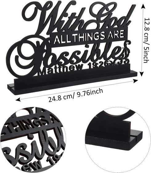 Jetec Inspirational Table Art with God All Things Are Possible Positive Sign Home Table Decoration, Motivational Centerpieces Letter Sign Wooden f...