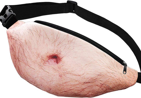 White Elephant Gifts Funny Gag Gifts,3D Men Beer Fake Belly Dad Bag Waist Packs,Waterproof Fanny Pack Unisex for Father's Day,Christmas,Stocking S...