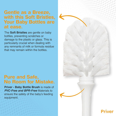 Baby Bottle Brush 1 pack - Baby Essentials Bottle Cleaner with Long Handle & Versatile Bottle Brushes for Cleaning - Baby Must Haves Portable Bott...