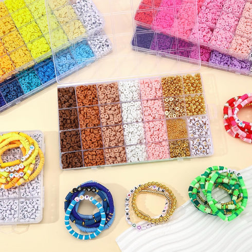 5300+ Clay Beads Bracelet Making Kit Friendship Gold Beads Letter Beads Heishi Beads Polymer Clay Beads Jewelry&Bracelet Making Kit for Teen Girls...