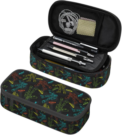 Robot Pencil Case Big Capacity Multi Compartment Stationery Box Robotic Warrior Pencil Pouch Holder Desk Organizer For School Office Home...