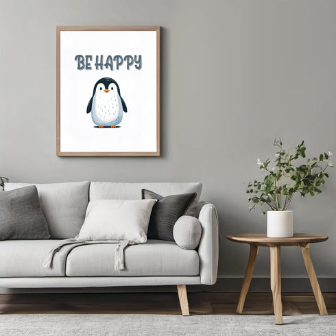 Posterizer 1 pcs-Be happy-cute penguin quote-Kids Room Art-Motivational & Inspirational Art-Gift for Daughter, Son, Kids-decor for nursery toddler...