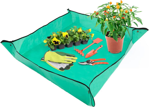 39.4" x 39.4" Plant Repotting Mat, Waterproof Portable Gardening Mat for Indoor Outdoor Plant Transplanting, Thicken PE Mat Transplanting Mat...