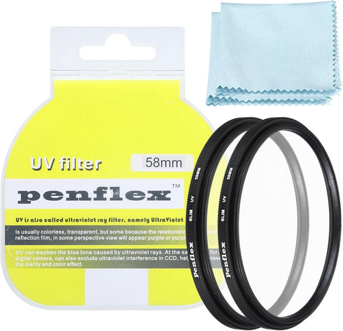 PATIKIL 58mm UV Filter, 2 PCS UV Protection Filter SLIM UV Protection Camera Lens Filter Aluminum Optical Camera Accessory Crystal Clear Pics for ...