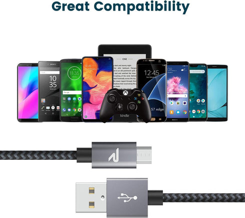 RAMPOW Micro USB Cable 10ft, Extra Long Charging Cord, QC 3.0 Fast Charge & Sync USB Cable, Braided Android Charger Cable for Samsung Galaxy S7 Ed...