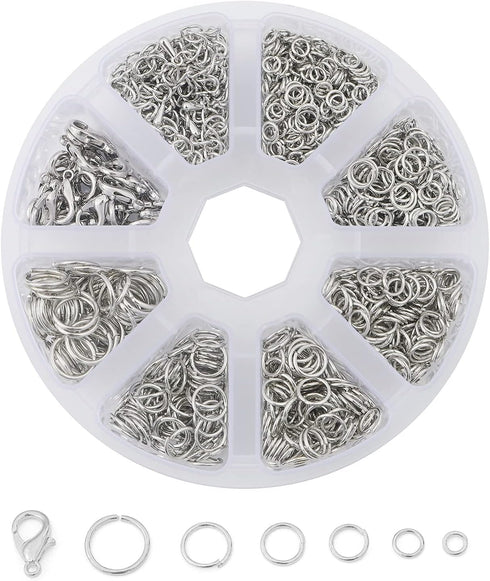 Jump Rings for Jewelry Making Lobster Clasps and Chain Extension Tails 4mm 5mm 6mm 7mm 8mm 10mm Open Jump Rings for Necklace Repair(White K)...