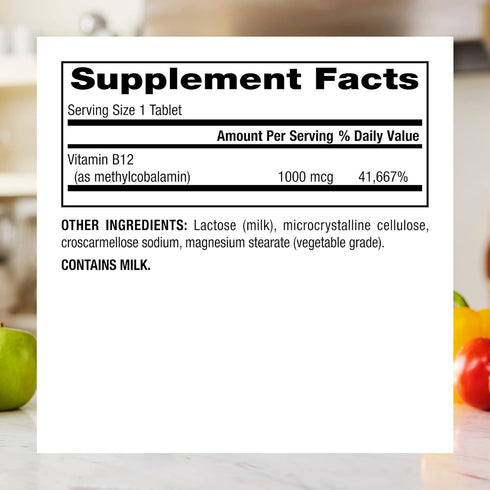 Webber Naturals Vitamin B12 1,000 mcg, 150 Fast-Melting Tablets, Supports Energy Production and Metabolism, Gluten Free, Non-GMO, Vegetarians...