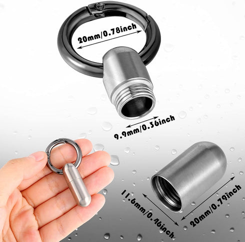 2 Pieces Keychain Pill Holder Tiny Keychain Pill Case Titanium Keychain Medication Pill Holder Waterproof Pill Container Portable Titanium Pill Ca...