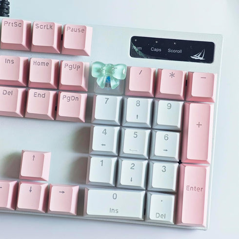 Personalized Cute Bowknot Transparent Keycap Handmade OEM Profile Keycap Base DIY Custom ESC Backlit Keycap for Mechanical Keyboard MX Switch (Blu...