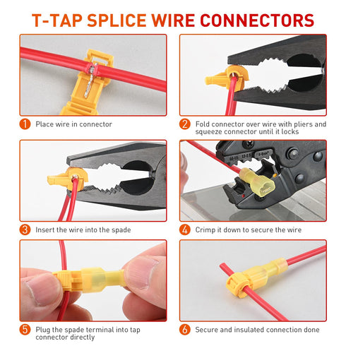 Nilight 120PCS/60 Pairs Quick Splice Disconnect Wire Terminals T-Tap Spade Wire Connectors Yellow 12-10 AWG Male Female Fully Insulated Electrical...