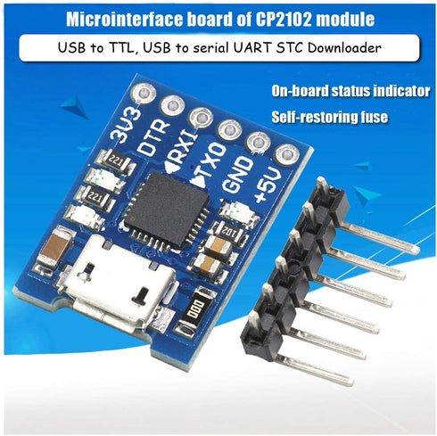 Ximimark 2Pcs CP2102 Micro USB to TTL/Serial UART 6Pin Module Serial Converter STC Downloader Replace FT232...