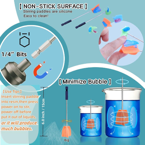 Epoxy Resin Mixer,Paint Mixer,Electric Stirrer Resin Mixer for Minimizing Bubbles, Epoxy Resin Mixer, Resin Stirrer for Resin, Silicone Mixing, DI...